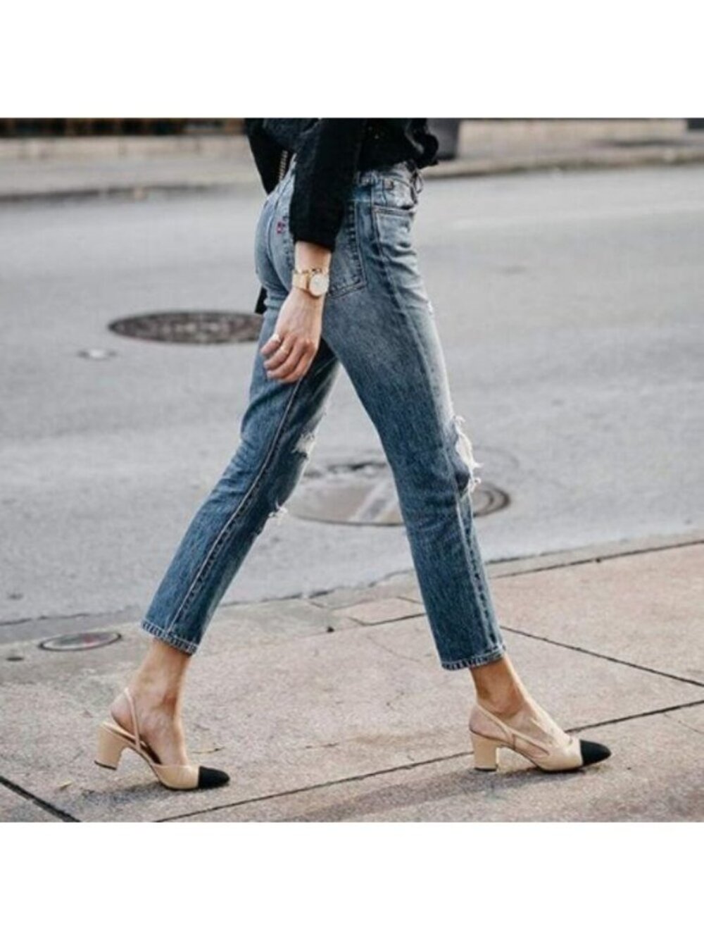 FOWT Women Pointed Toe Pumps Chunky Mid Heel Slingback Sandals Fashion Party